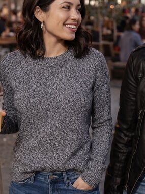 LOFT Gray Crew Neck Sweater Size S